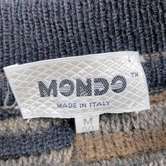 Vintage Mondo Textured Knit Wool Alpaca Blend Crew Neck Dad Sweater M - Picture 4 of 14